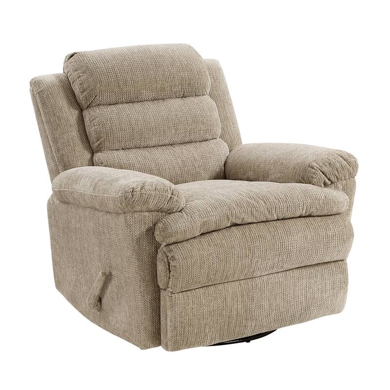 Sofiane 41" Microfiber Swivel Glider Recliner - Pull-Handle Motion - Brown