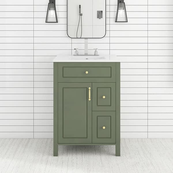 slide 2 of 39, 24-Inch Bathroom Vanity with Ceramic Sink - 24" x 18" x 34" Green