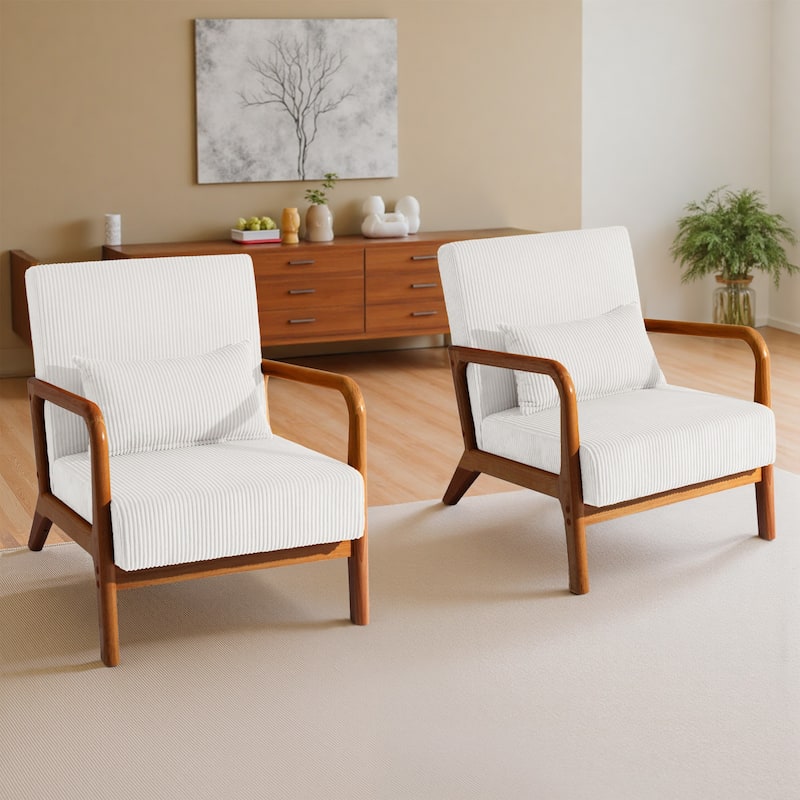 Set of 2 Mid-Century Upholstered Accent Chair with Cushion