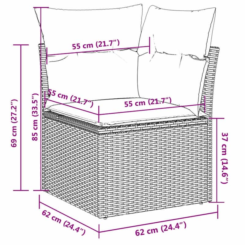 vidaXL 11 Piece Patio Sofa Set with Cushions Poly Rattan (US only)