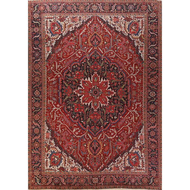 Hand Knotted Oriental 100% Wool Carpet Traditional Medallion Red Heriz (serapi) Area Rug - 15' 0'' X 11' 8''