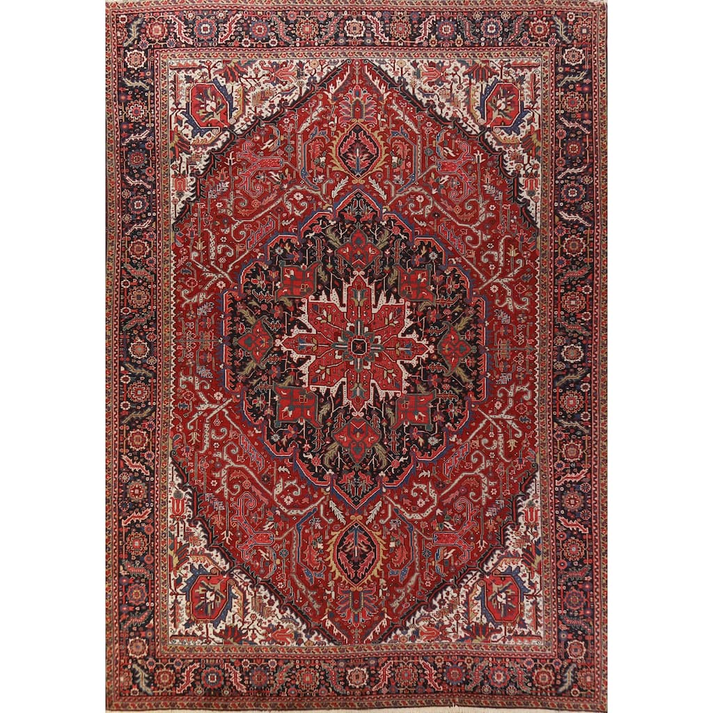 Hand Knotted Oriental 100% Wool Carpet Traditional Medallion Red Heriz (serapi) Area Rug - 15' 0'' X 11' 8''