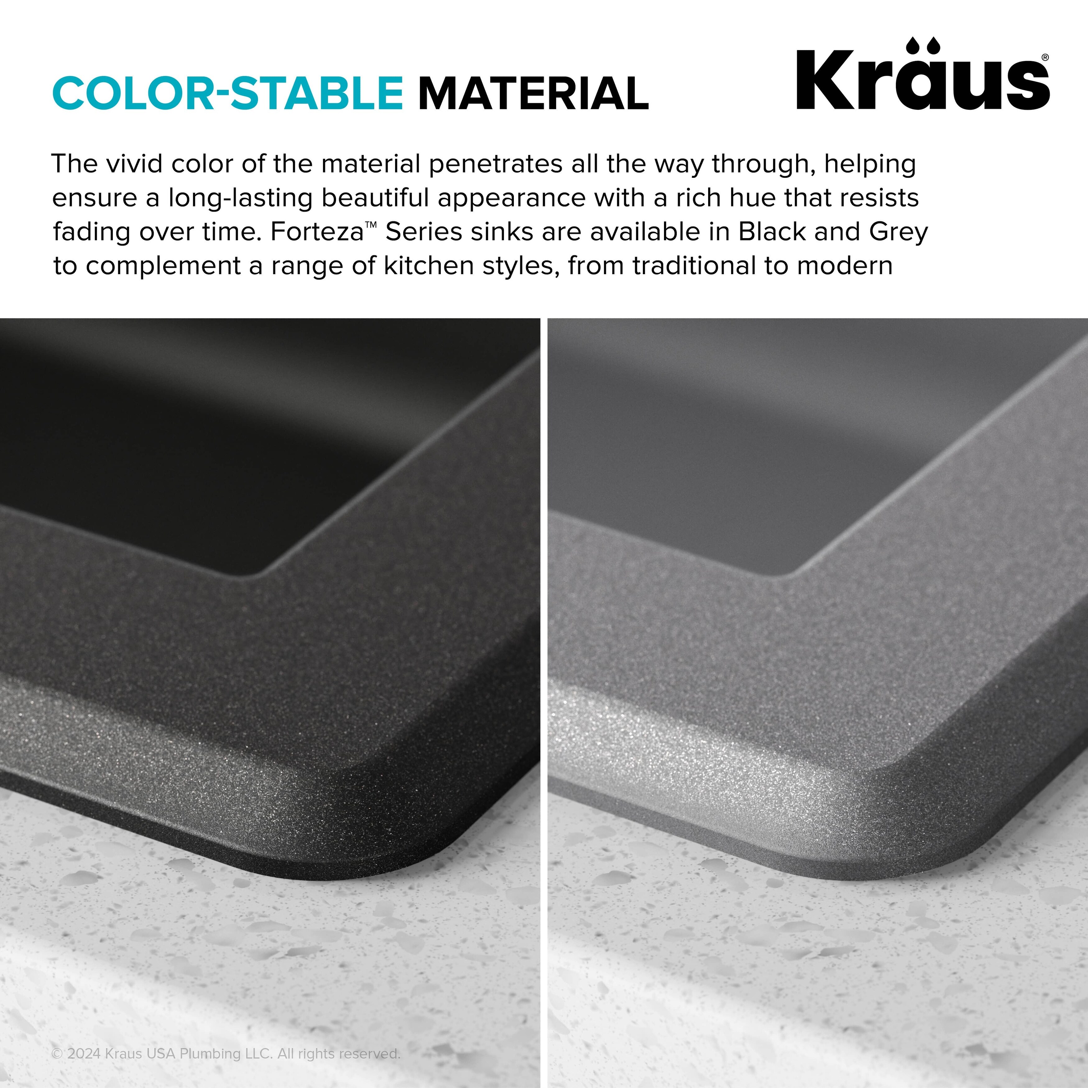 KRAUS Forteza Granite 33 inch 50/50 Undermount Drop-in Kitchen