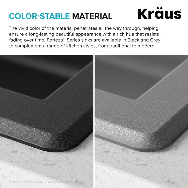 KRAUS Forteza Granite 33 inch Undermount Drop-in Kitchen Sink