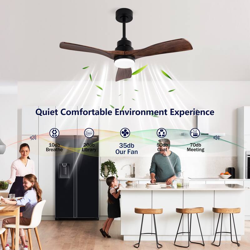 42 Inch Ceiling Fans with Lights and Remote, Ceiling Fan with Light 3 Blades Modern Ceiling Fan Noiseless Reversible DC Motor