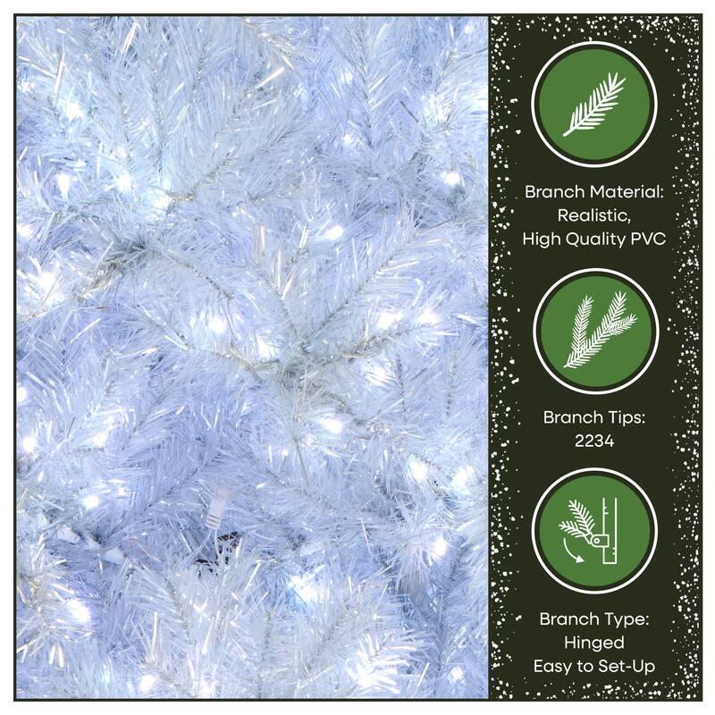 National Tree Company 9 f.t Pre-lit Artificial Christmas Crystal Pine Hinged Tree, 950 RGB LED Lights- UL - 9 Foot