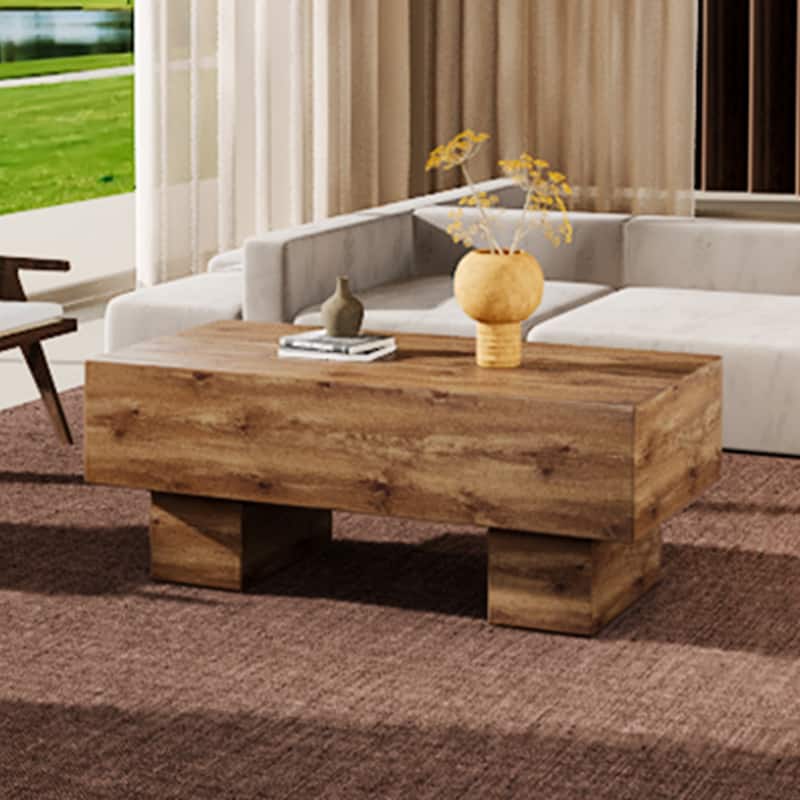 Roomfitters Rectangular MDF Coffee Table, 43.3"x21.6"x17.2" Wood Finish, Stylish Accent for Living Room or Apartment