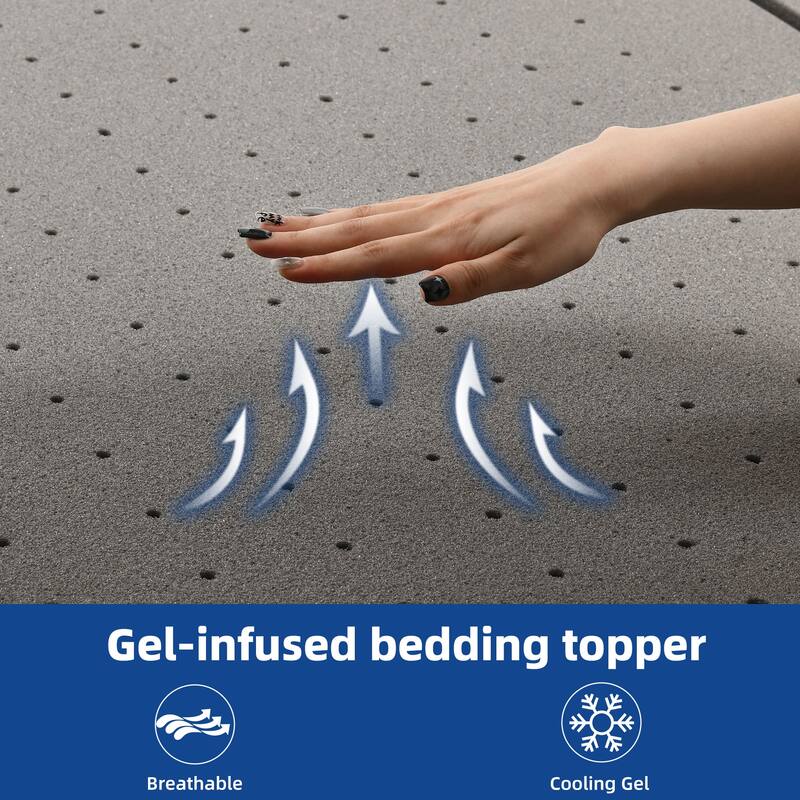 Moasis 3 Inch/4 Inch Memory Foam Cooling Gel Mattress Topper With Removable & Washable Cover