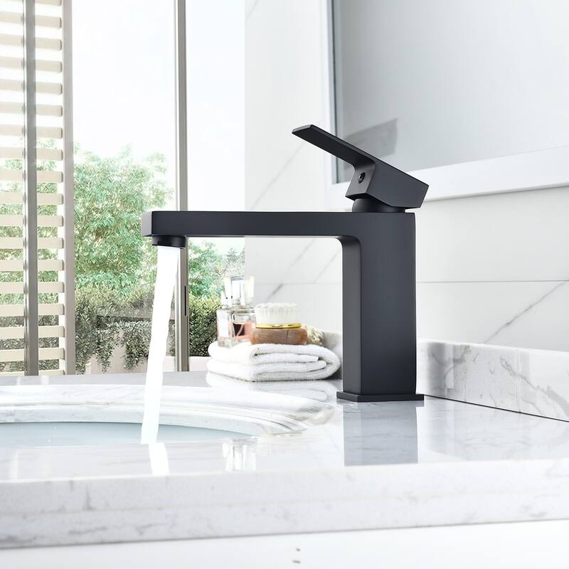 Altair Aalst Single Hole Single Handle Bathroom Faucet in Matte Black - Matte Black
