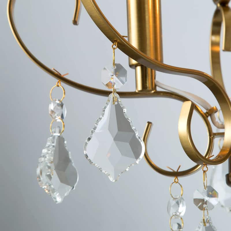 Modern S-shape Gold 3-lights Chandeliers Hanging Crystal Pendant Light for Dining room,Bedroom - W13"xH17.7"