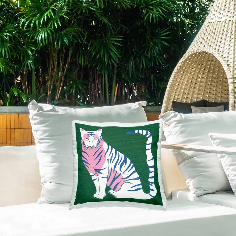 Stupell Fierce Modern Tiger Printed Outdoor Throw Pillow Design by Melissa Wang