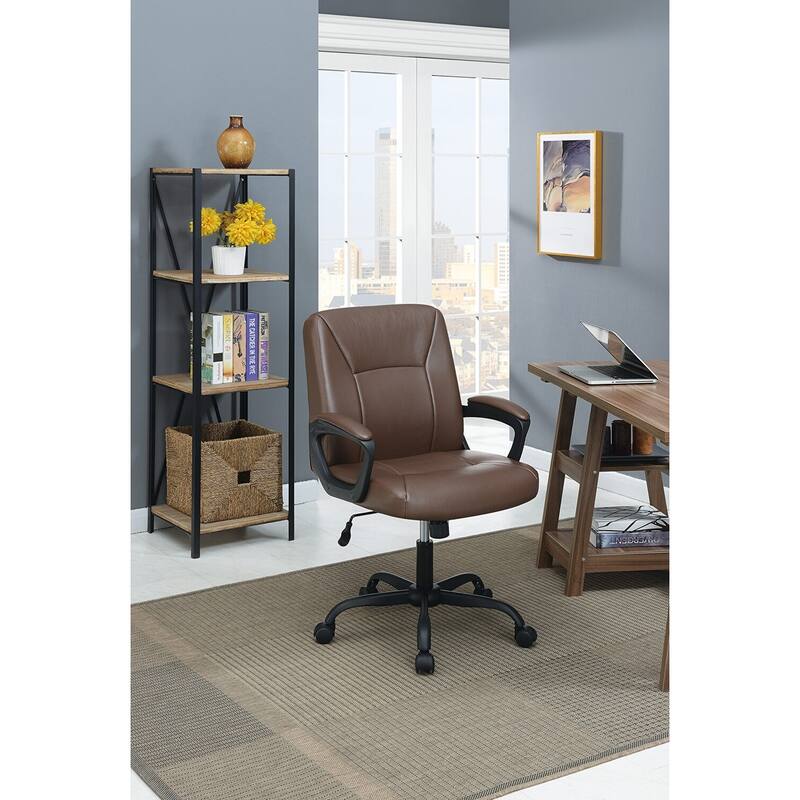 Faux Leather Relax Office Chair, Ergonomic Computer Desk Chair, Upholstered Seat with Armrests and Adjustable Height
