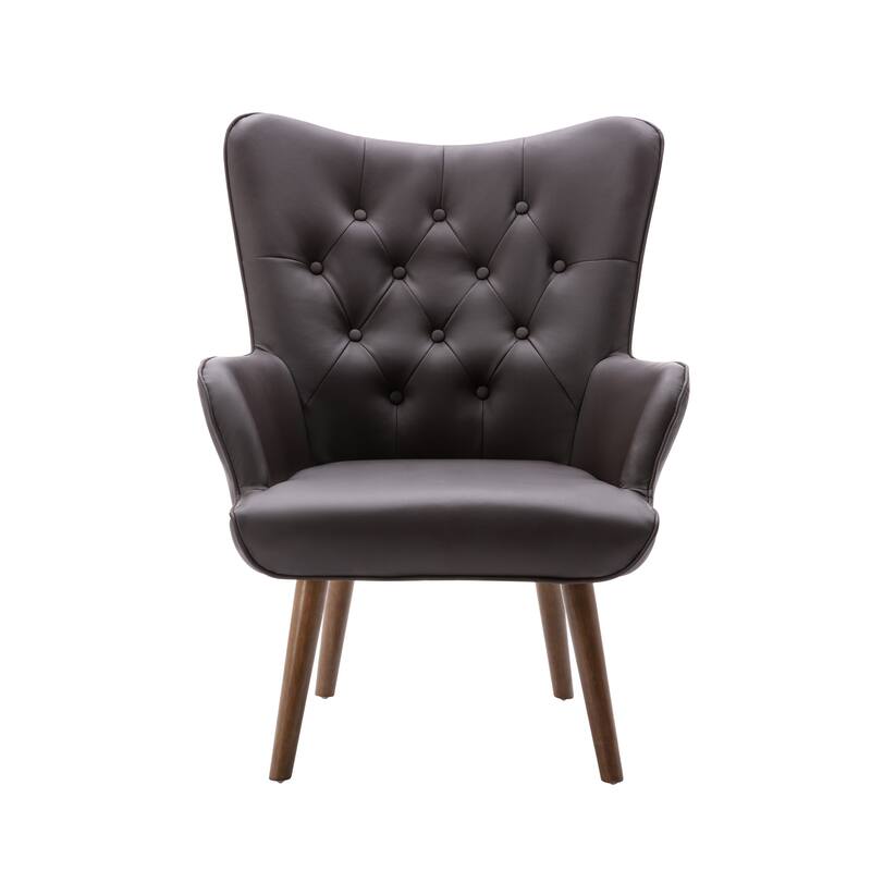 Porthos Home Hardan PU Leather Upholstered Accent Chair with Rubberwood Legs