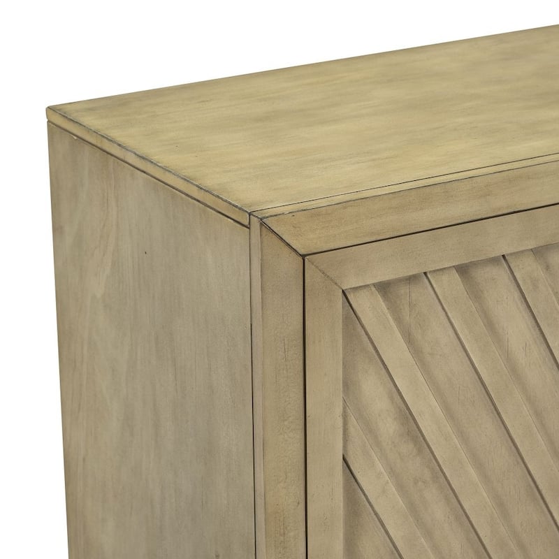 3-Door Large Storage Retro Sideboard with Adjustable Shelves and Black Handles