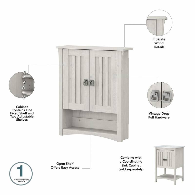 Salinas Bathroom Wall Cabinet with Doors by Bush Furniture