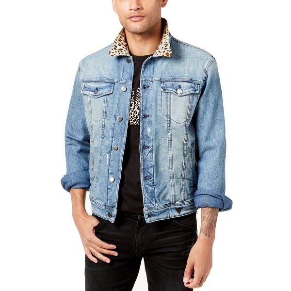 All Mens Sale Guess >> Guess Blue Mens Size 2xl Cheetah Print All Or Nothing Jean Jacket All Mens Sale Guess >> Guess Blue Mens Size 2xl Cheetah Print All Or Nothing Jean Jacket