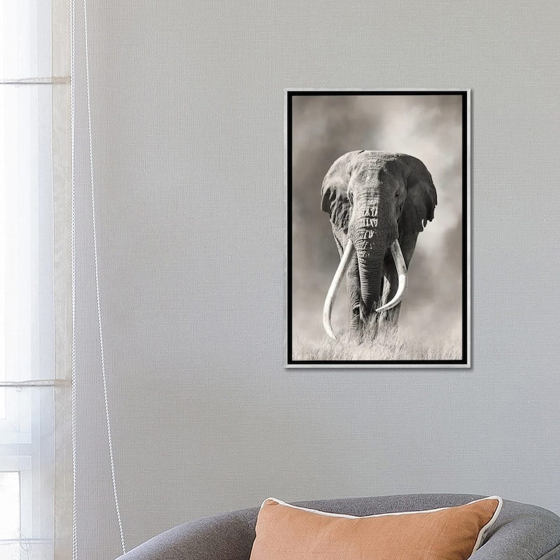 iCanvas "Giant Tusk Bull Elephant Emerges From The Dust Amboseli National Park" by Jane Rix Framed