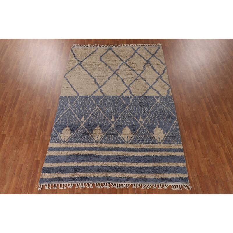 Plush Moroccan Oriental Area Rug Handmade Wool Carpet - 7'0" x 10'6"