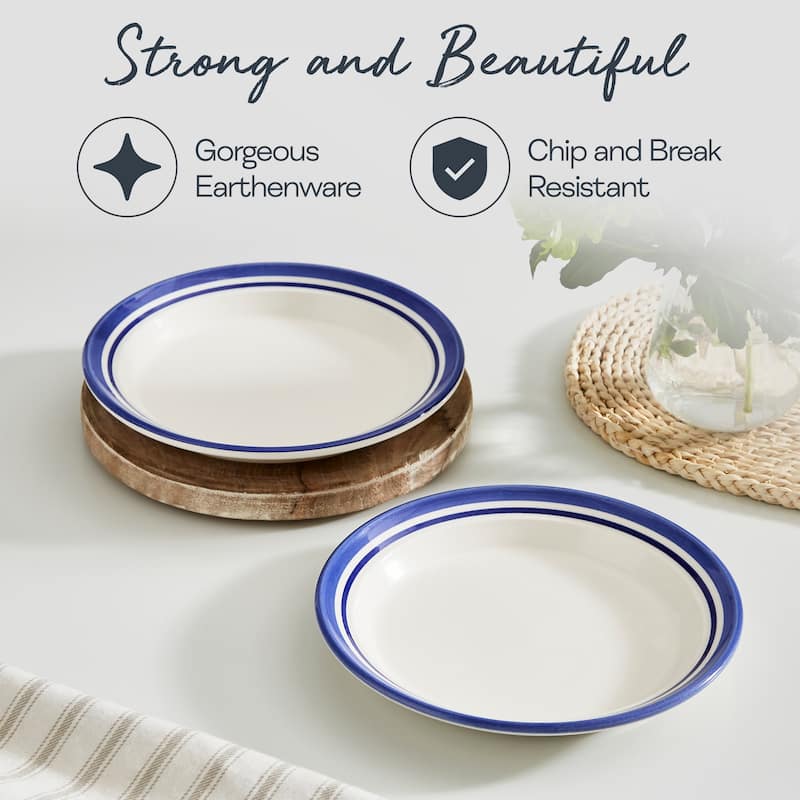 Portmeirion Set of 4 Potters Stripe Salad Plates - 8" D x 1" H