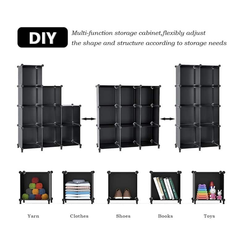 9 Cube Stackable Shoe Rack Organizer DIY Plastic Shoe Storage Cabinet for Closet & Entryway - N/A