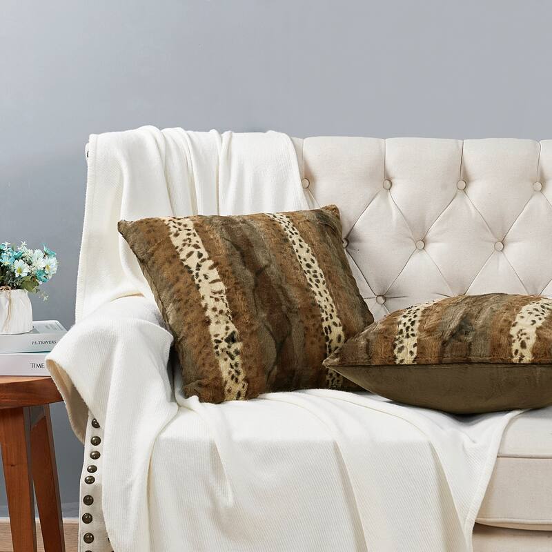 Double Sided Fauxfur 2 Piece Pillow Shell Set, NO INSERT