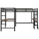 preview thumbnail 10 of 11, Industrial Design L-shaped Twin Metal Loft Bed with Two Built-in Desks