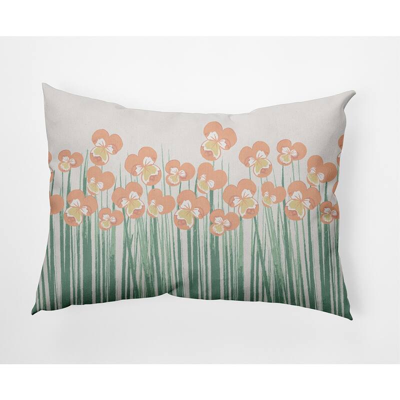 Field of Pansies Outdoor Pillow - Orange - 14" x 20"