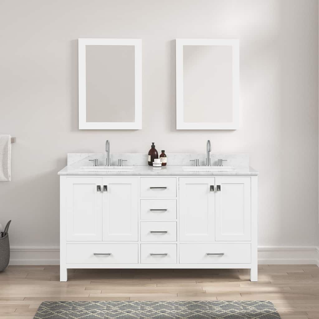 Blossom Geneva 60 Inch Double Bathroom Vanity with Marble Top & Sinks