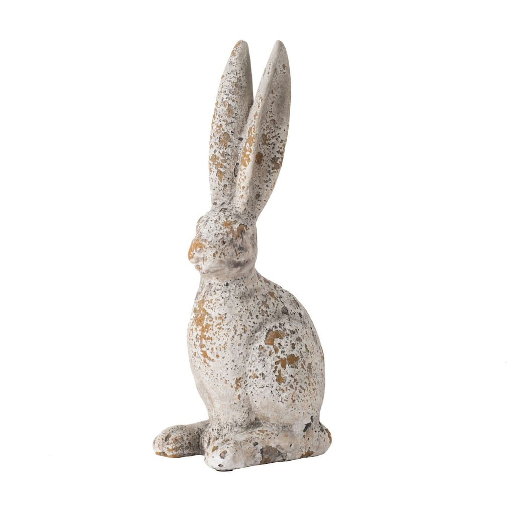 10" Beige Rustic Rabbit Statue