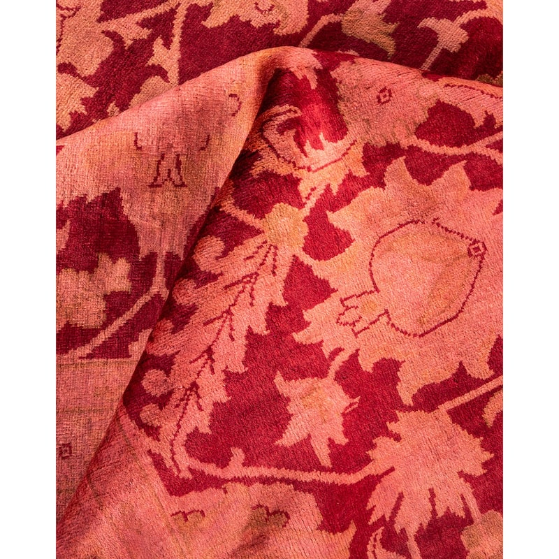 Overton Hand Knotted Wool Vintage Inspired Modern Contemporary Overdyed Red Area Rug - 10' 3" x 14' 3"