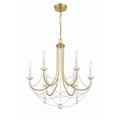 Delilah 6 Light Aged Brass Chandelier - 24"W x 27.5"H