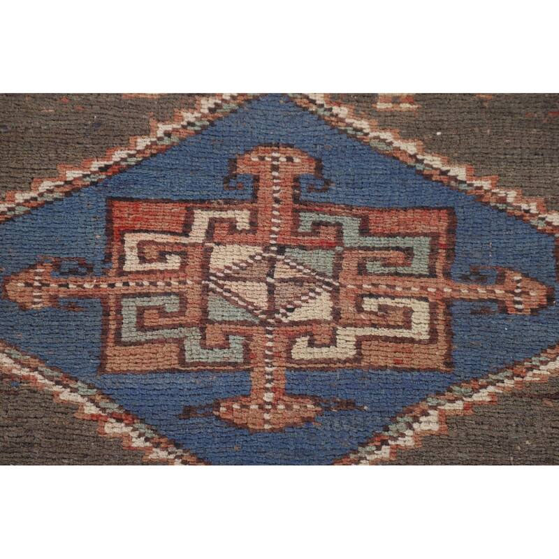 Tribal Ardebil Persian Vintage Runner Rug Handmade Wool Carpet - 3'3"x 11'1"