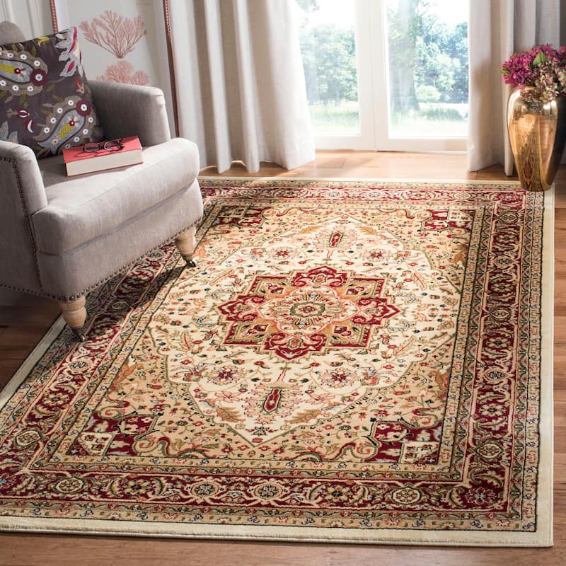 SAFAVIEH Lyndhurst Feryal Traditional Oriental Medallion Rug - 12' Square - Ivory/Red - Square