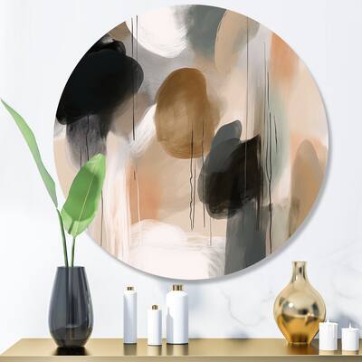 Designart "Painting Of Abstract Shapes III" Abstract Metal Round Wall Art