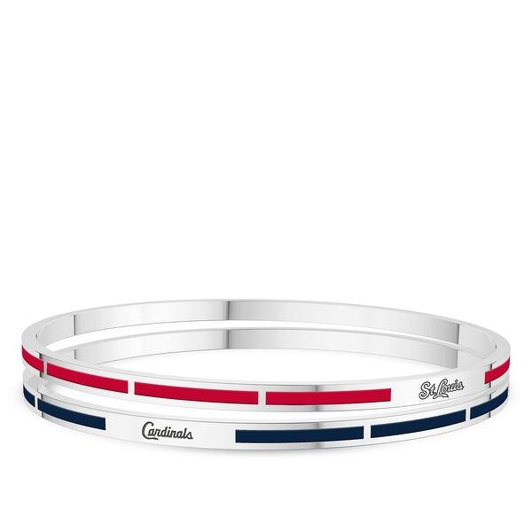 St Louis Cardinals Engraved Sterling Silver Enamel Bracelet Sterling Silver Enamel Bracelet