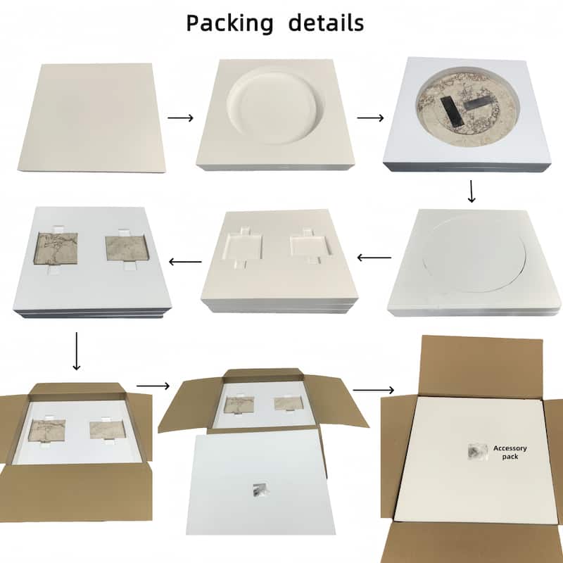 Roomfitters Marble Coffee Table Set, Round Living Room Tables, Solid Stone Modern Accent Table Set, Genuine Marble