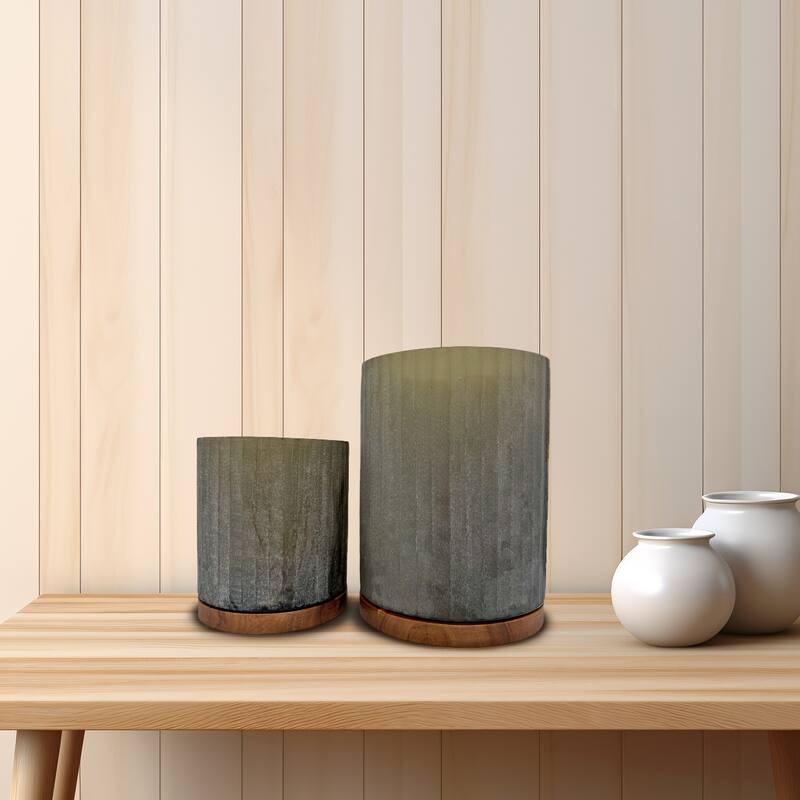 Set of 2 Decorative Handmade Glass Smoky Serenity Vase in Grey
