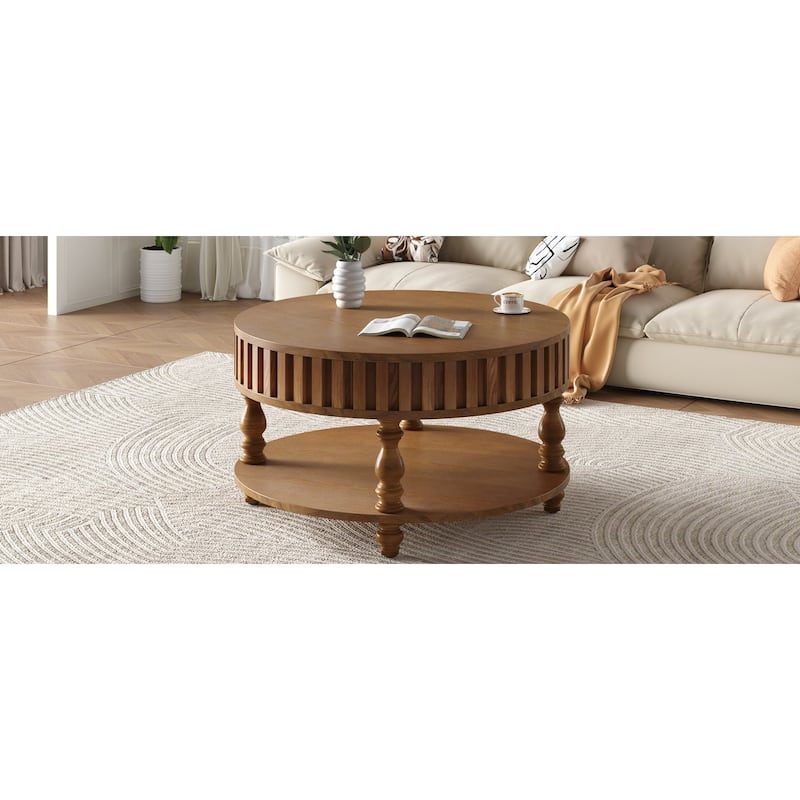 GDF Studio - Farmhouse Wooden Storage Coffee Table with Flip-Top