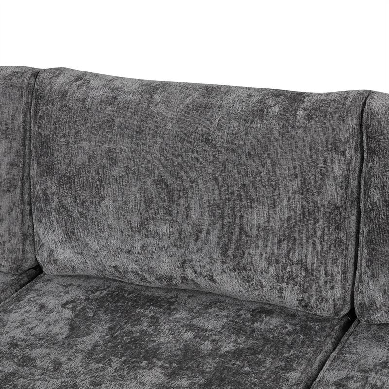 112.2" Chenille Sectional Sleeper Sofa 6-Seat Pull-Out Bed with Storage Ottoman and Charging Ports