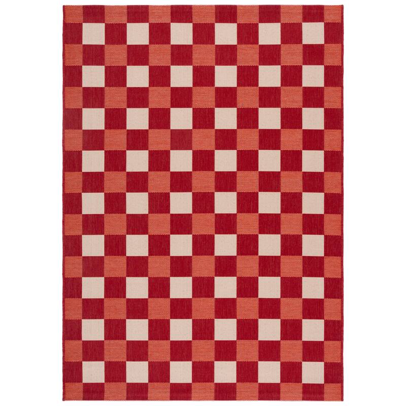 SAFAVIEH Courtyard Meryem Indoor/Outdoor Washable Backyard Patio Rug - 4' x 5'7" - Red/Beige