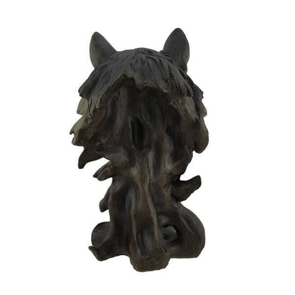Shop Grey Wolf Head Decorative Carved Wood Look Statue Free