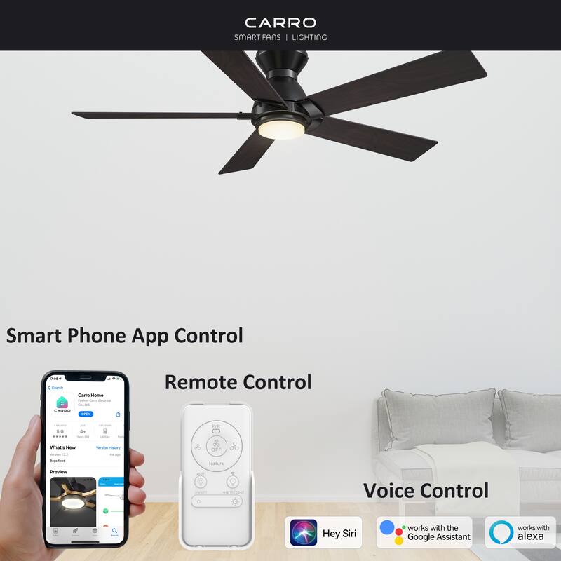 CARRO Joule 52" 5-Blade Smart Ceiling Fan with Light and Remote