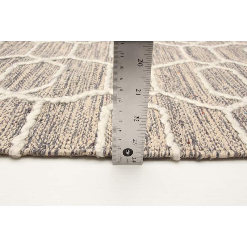 ECARPETGALLERY Braid weave Sienna Light Khaki Wool Rug - 5'0 x 6'9