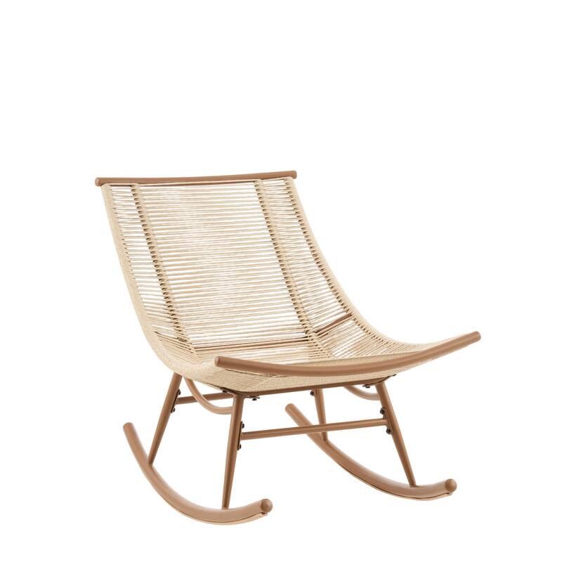 Christopher Knight Home - Outdoor Rocking Chair with PE Rattan and Solid Wood Side Table Set