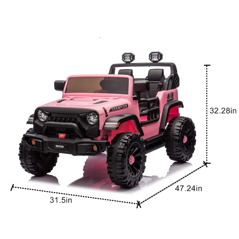 24V 2-Seater Kids Electric Car with 400W Motor, Remote Control, 4-Wheel Suspension, Bluetooth Music, USB/MP3 & LED Searchlights