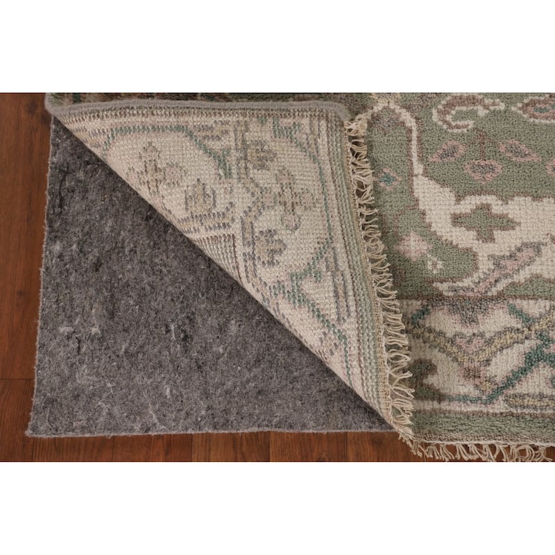 Green Oushak Indian Accent Rug Handmade Wool Carpet - 2'8"x 6'0"