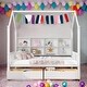 preview thumbnail 10 of 17, Wooden Full Size House Bed with 2 Drawers and Storage Shelf for Kids, Gray