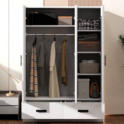 3 Door Wardrobe Closet with Storage Drawers and Shelves for Bedroom Organization and Style