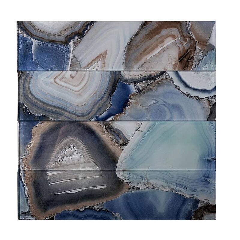 Apollo tile 3" x 12" Carnelian Glossy Sea Blue Glass Tile (5 sq ft/case) - 20 Pack