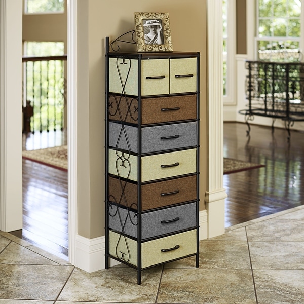 Household Essentials Victorian 8 Drawer Tower | Storage Dresser or Chest | Black. Opens flyout.